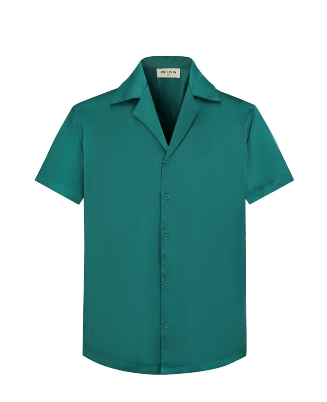 Chemise couleur uni vert tissu satin