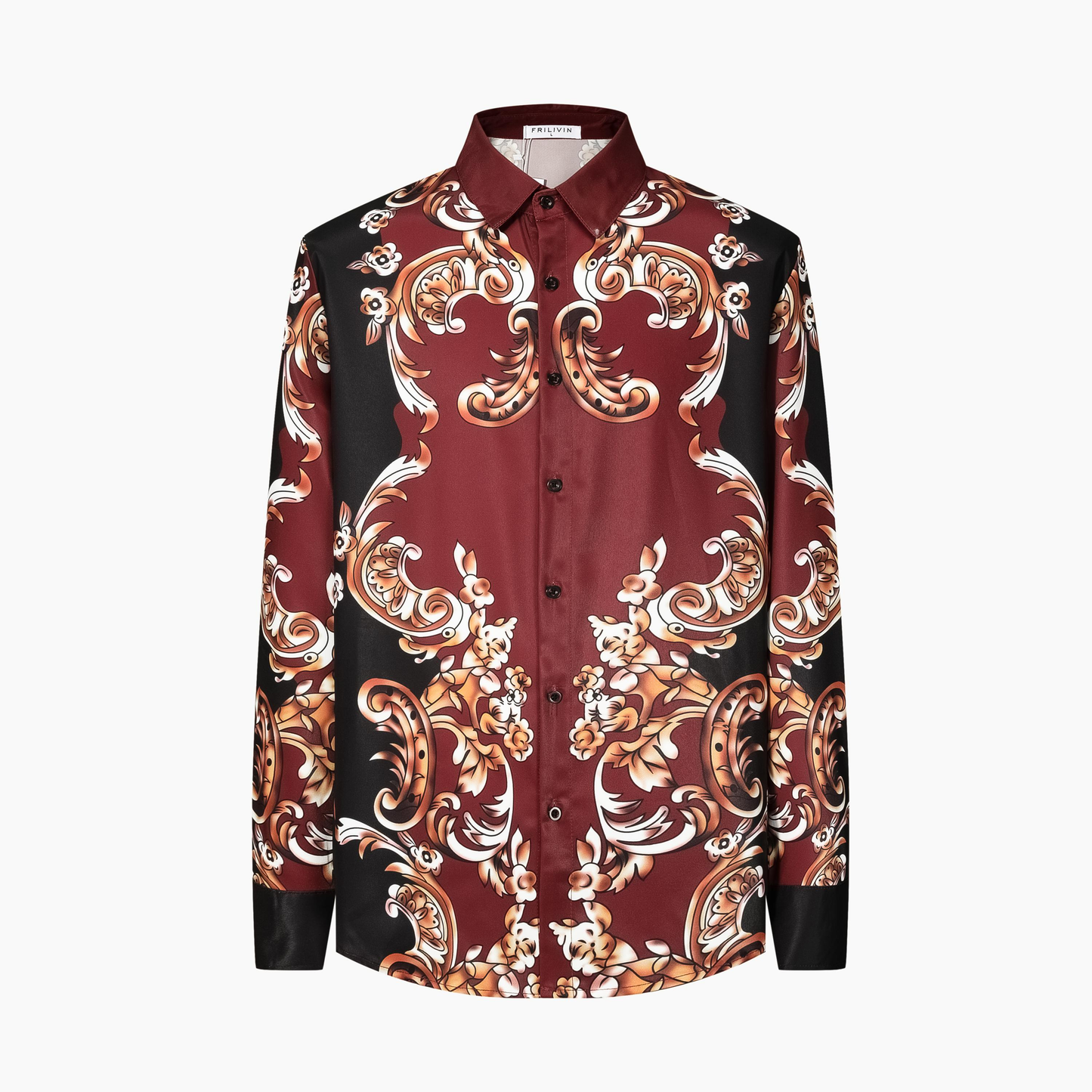 Chemise FRILIVN bordeaux à motif baroque