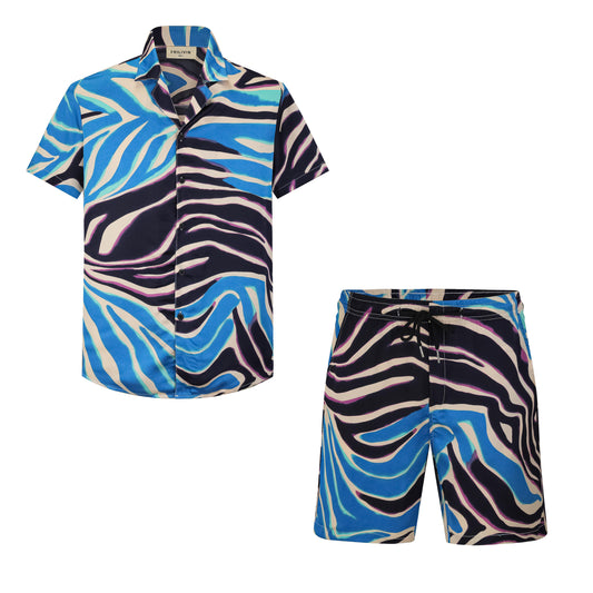 FRILIVIN set black blue zebra pattern